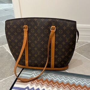 Louis Vuitton Monogram Canvas Tote with Tan Leather Trim